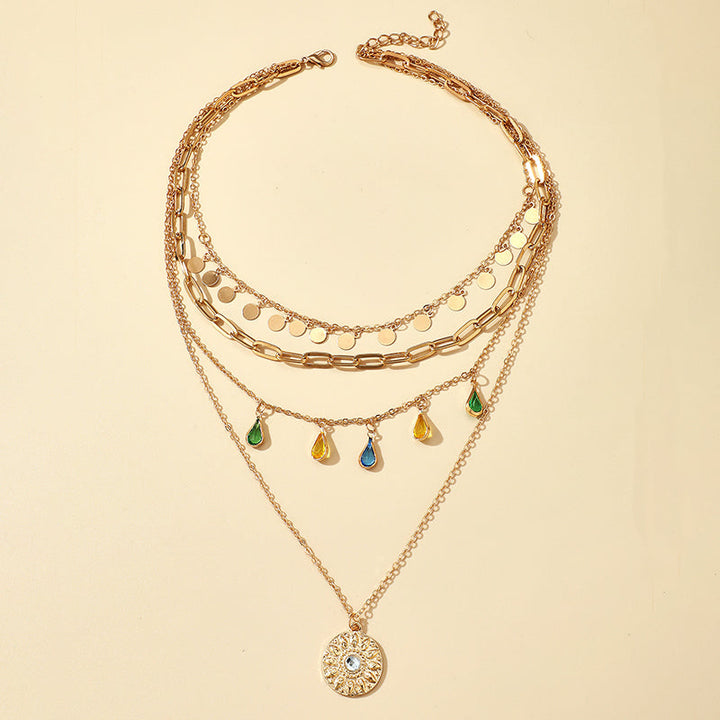 Constantina Boho-Halsketten – mehrschichtige bunte Tropfenform