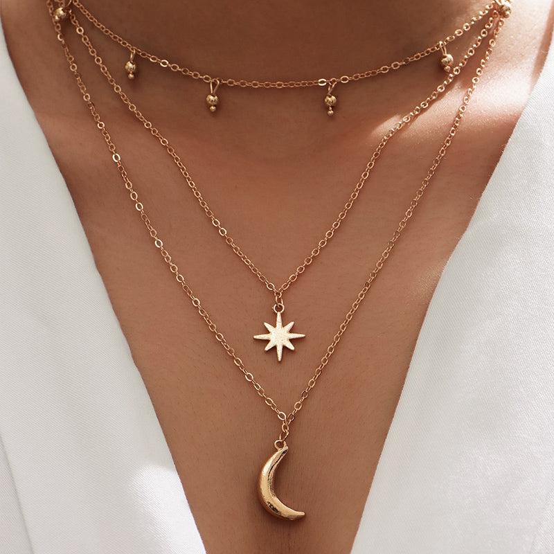 Tassel Boho Necklace - Multilayer Tassel Star Moon