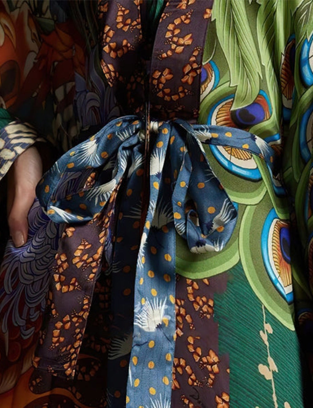 Phoenix stampata con cintura Kimono